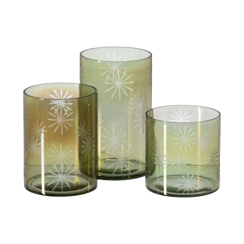 Suport de lumânări verde din cristal gravat|creativdeco.ro [2]
