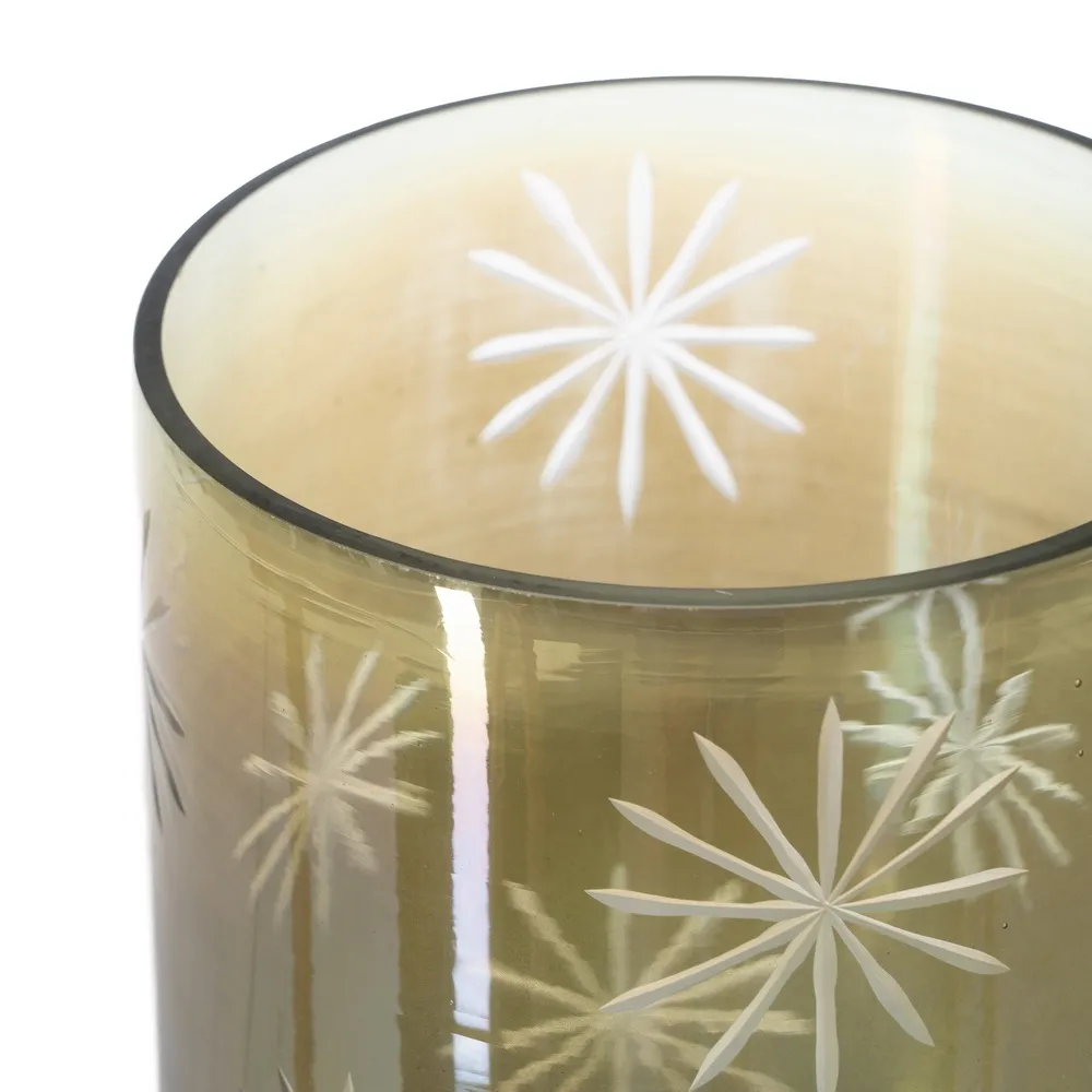 Suport de lumânări verde din cristal gravat|creativdeco.ro [3]