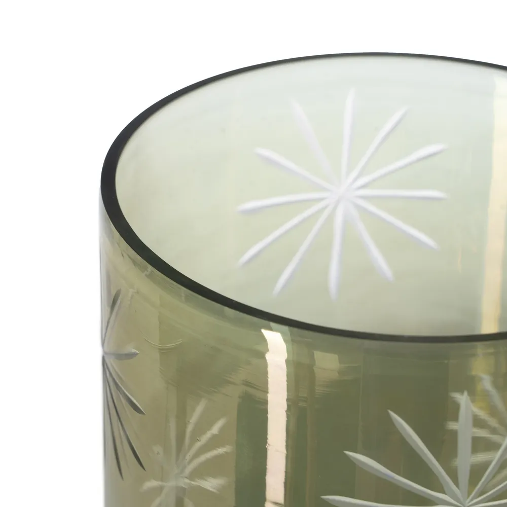 Suport de lumânări verde din cristal gravat|creativdeco.ro [3]