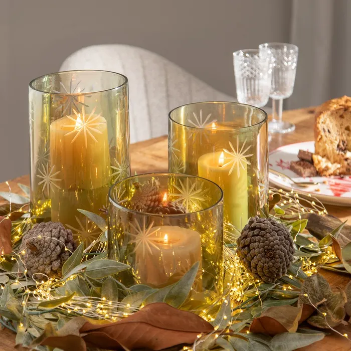 Suport de lumânări verde din cristal gravat|creativdeco.ro [2]