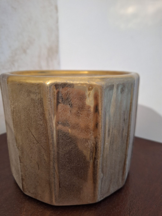 Suport lumanare ceramic cu baza aurie Ary Clay [5]
