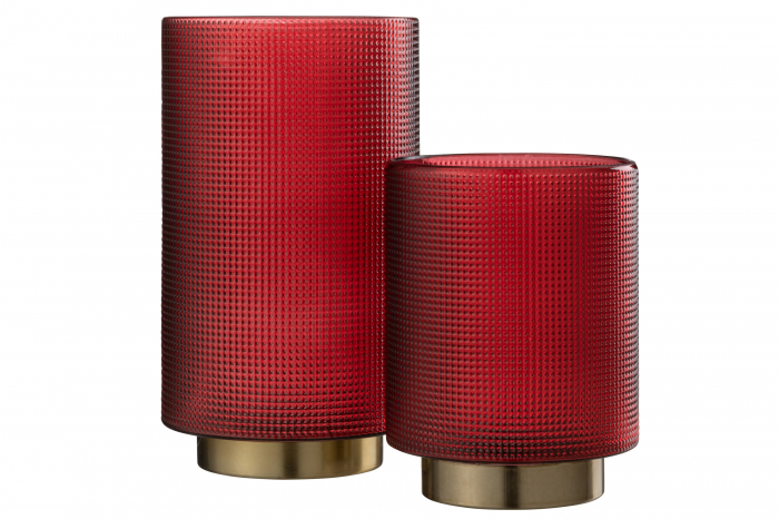 Suport lumanare rosu din sticla cu baza aurie Red | creativdeco.ro [5]