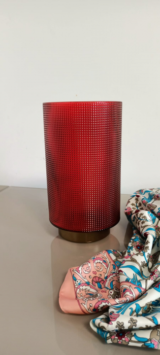 Suport lumanare rosu din sticla cu baza aurie Red | creativdeco.ro [4]