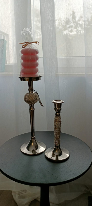 Suport lumanare Diamond Sphere, aluminiu argintiu [4]