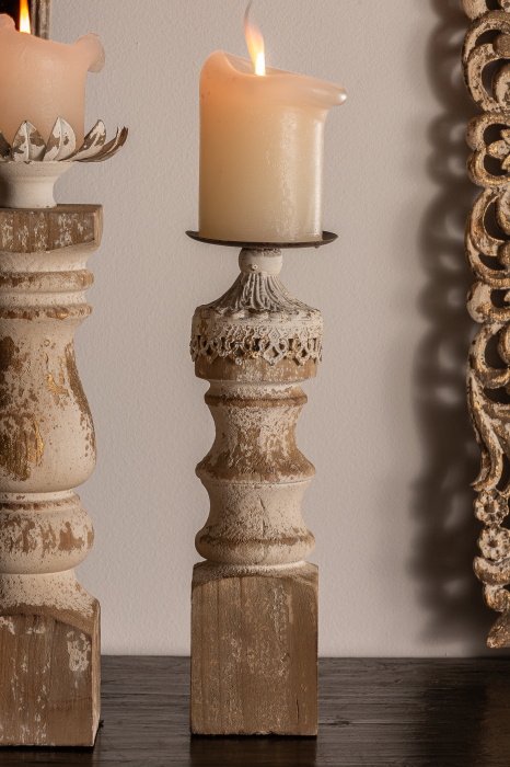 Suport lumanare colonial metal lemn|Decoratiuni ambientale autentice [4]
