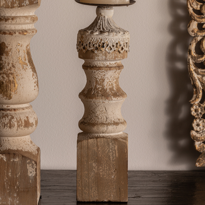Suport lumanare colonial metal lemn|Decoratiuni ambientale autentice [3]