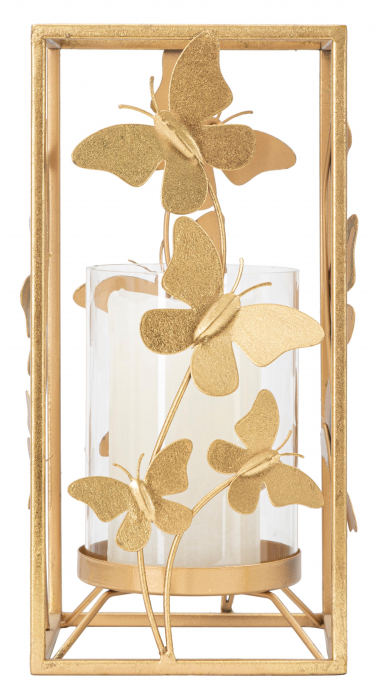 Suport lumanari auriu elegant fluturi metalici CreativDeco [4]