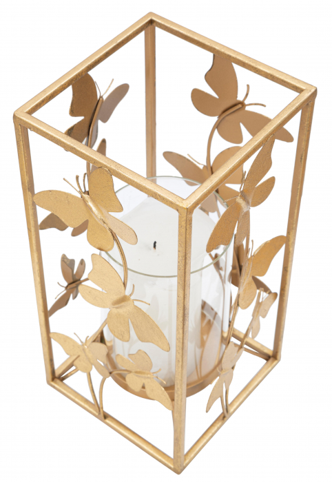 Suport lumanari auriu elegant fluturi metalici CreativDeco [5]