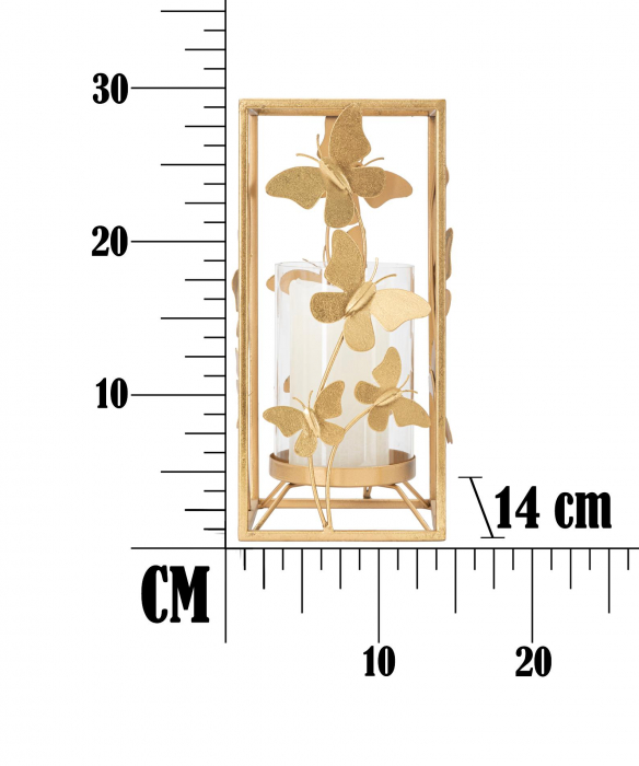 Suport lumanari auriu elegant fluturi metalici CreativDeco [6]