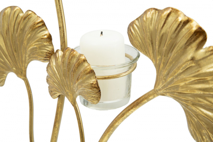 Suport lumanari Ginkgo Biloba auriu | Stil glamour CreativDeco [5]