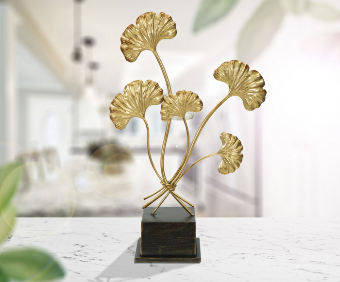 Suport lumanari Ginkgo Biloba auriu | Stil glamour CreativDeco [7]