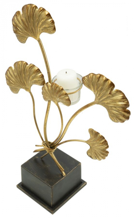 Suport lumanari Ginkgo Biloba auriu | Stil glamour CreativDeco [2]