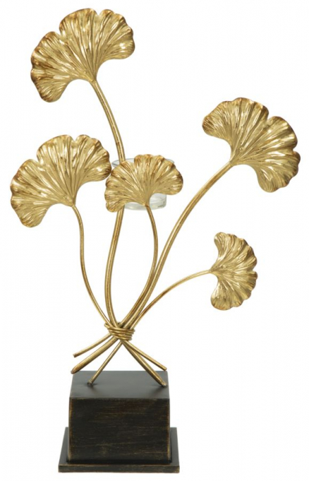 Suport lumanari Ginkgo Biloba auriu | Stil glamour CreativDeco [1]