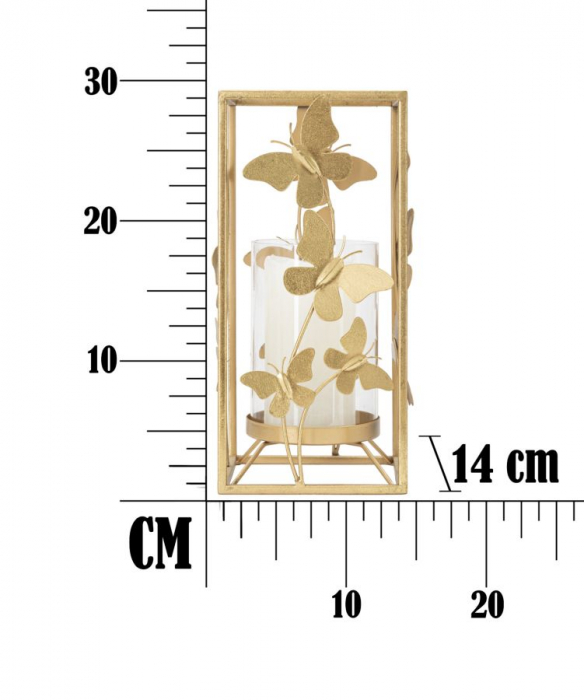 Suport lumanari auriu elegant fluturi metalici CreativDeco [13]