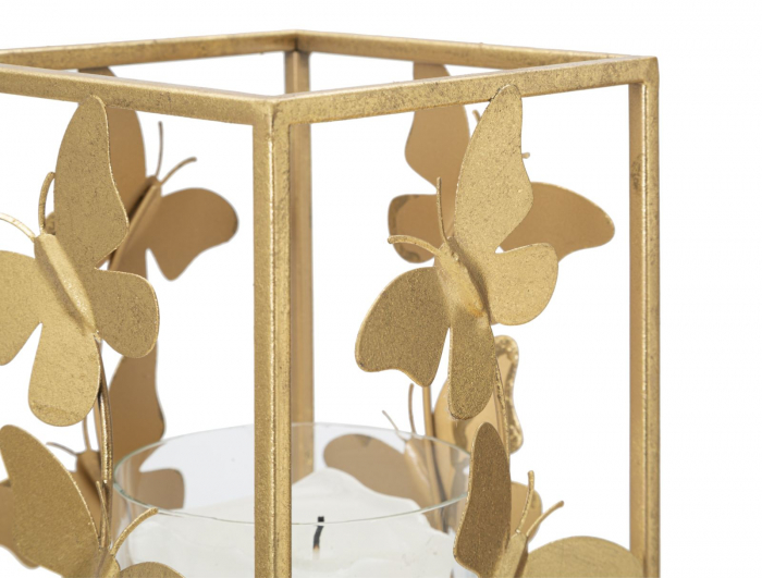Suport lumanari auriu elegant fluturi metalici CreativDeco [9]