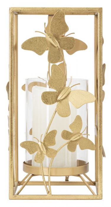 Suport lumanari auriu elegant fluturi metalici CreativDeco [10]