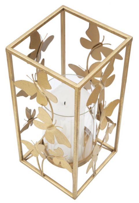 Suport lumanari auriu elegant fluturi metalici CreativDeco [11]