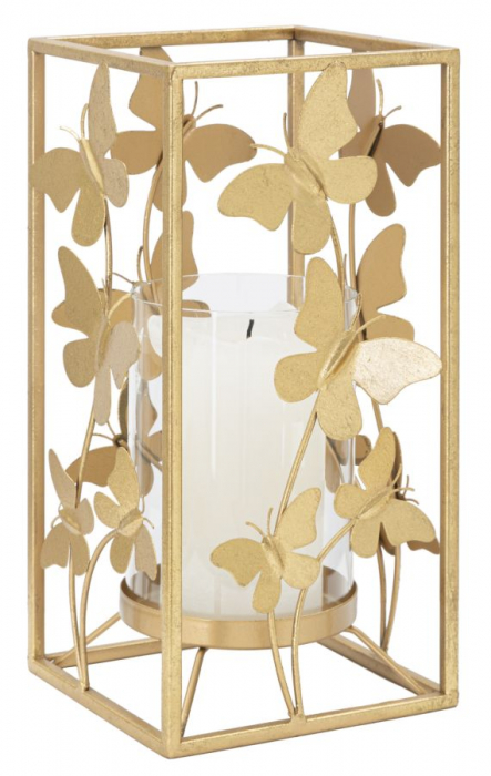 Suport lumanari auriu elegant fluturi metalici CreativDeco [7]