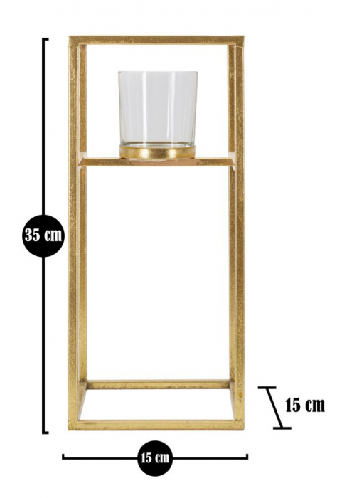 Suport lumanari auriu antichizat design curat CreativDeco [5]