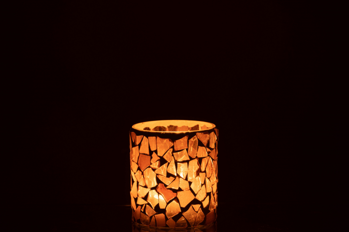 Suport lumanare Mozaic, sticla, bej - creativdeco.ro [4]