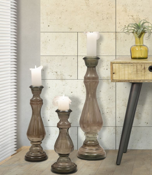 Suport podea lumanare sticla maro | Accent interior CreativDeco [6]