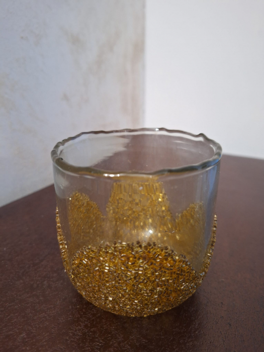 Suport lumanare Strass, sticla, auriu [8]