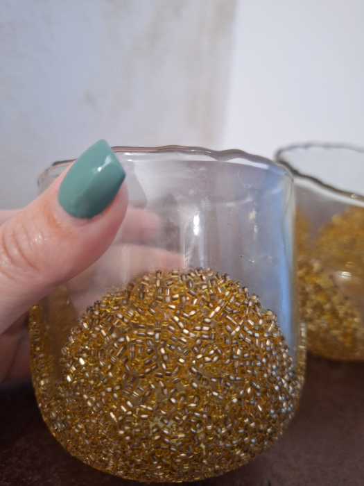 Suport lumanare Strass, sticla, auriu [9]