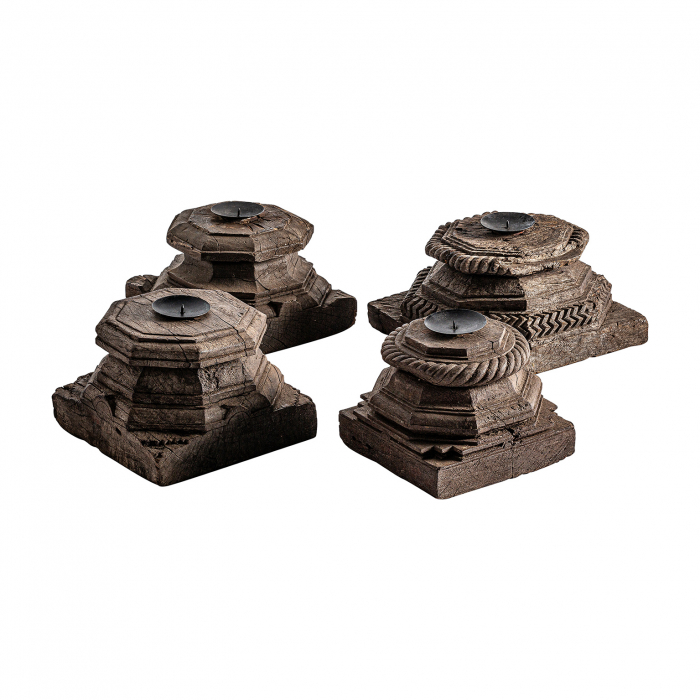 Suport lumanare etnic unicat lemn reciclat|Decor eco-friendly [2]