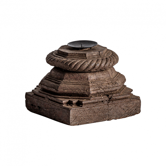 Suport lumanare etnic unicat lemn reciclat|Decor eco-friendly [3]