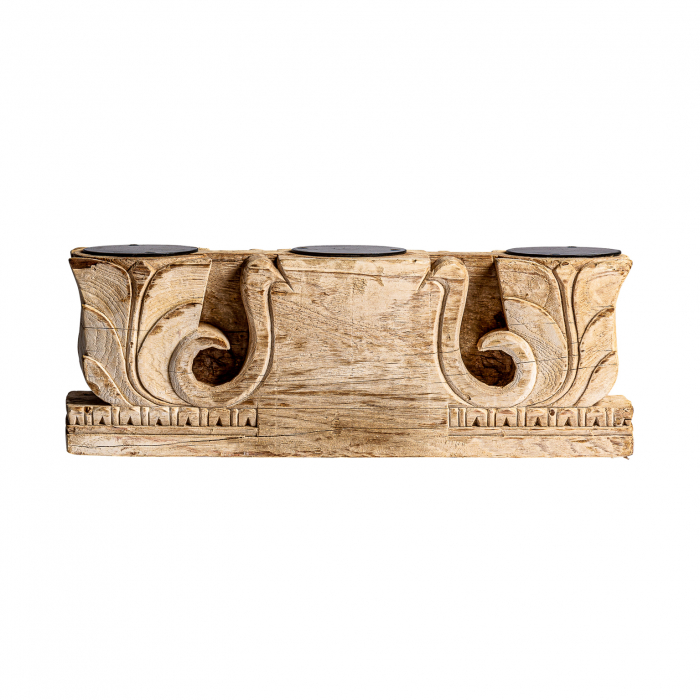 Suport lumanare etnic lemn tec mare|Suporturi decorative [2]