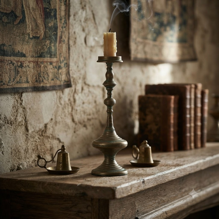 Suport Lumanare vintage din metal auriu, Old - CreativDeco.ro [2]