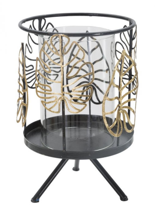 Suport lumanari Foglie Gold frunze monstera CreativDeco [1]