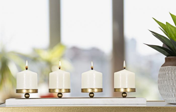 Suport lumanari marmura si fier minimalist CreativDeco [11]