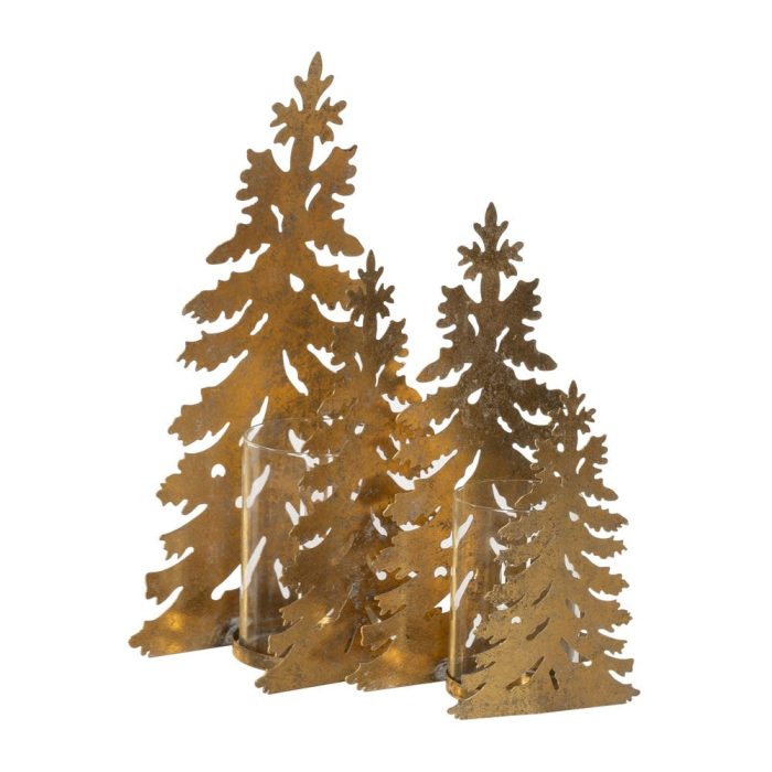 Suport pentru lumânare brad stilizat din metal auriu - CreativDeco [2]