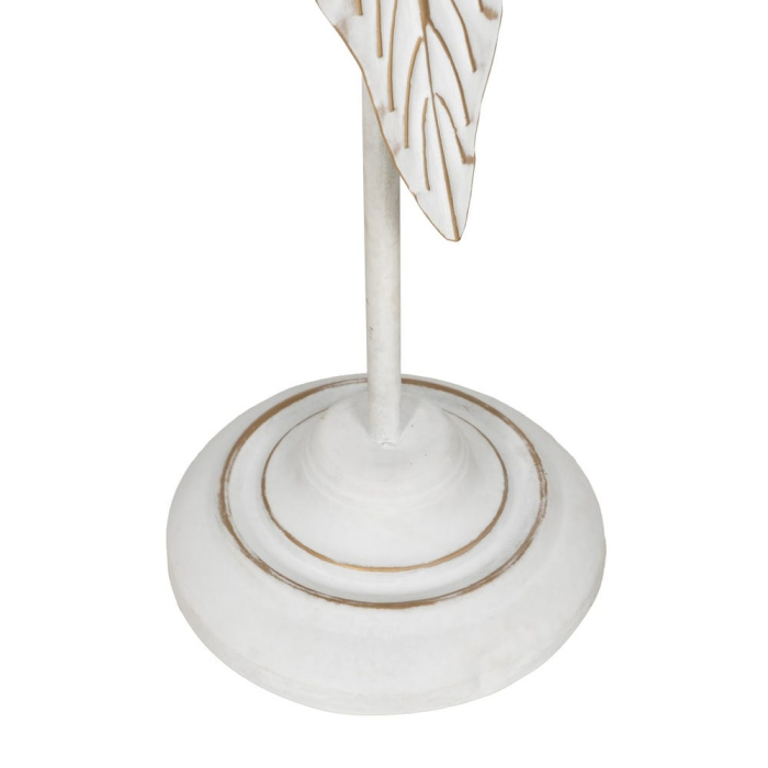 Suport pentru lumânare decorativ foarte înalt cu frunză sculptată din metal alb - CreativDeco [6]