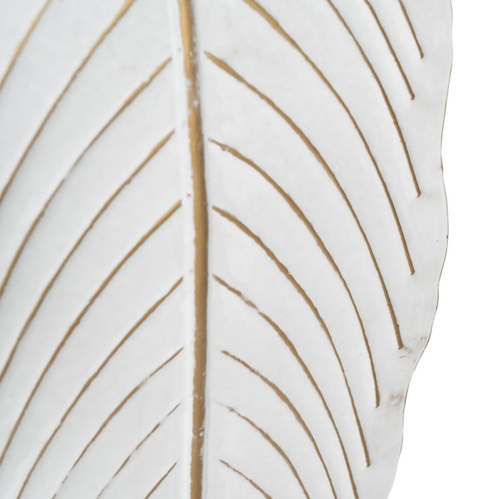 Suport pentru lumânare decorativ foarte înalt cu frunză sculptată din metal alb - CreativDeco [5]