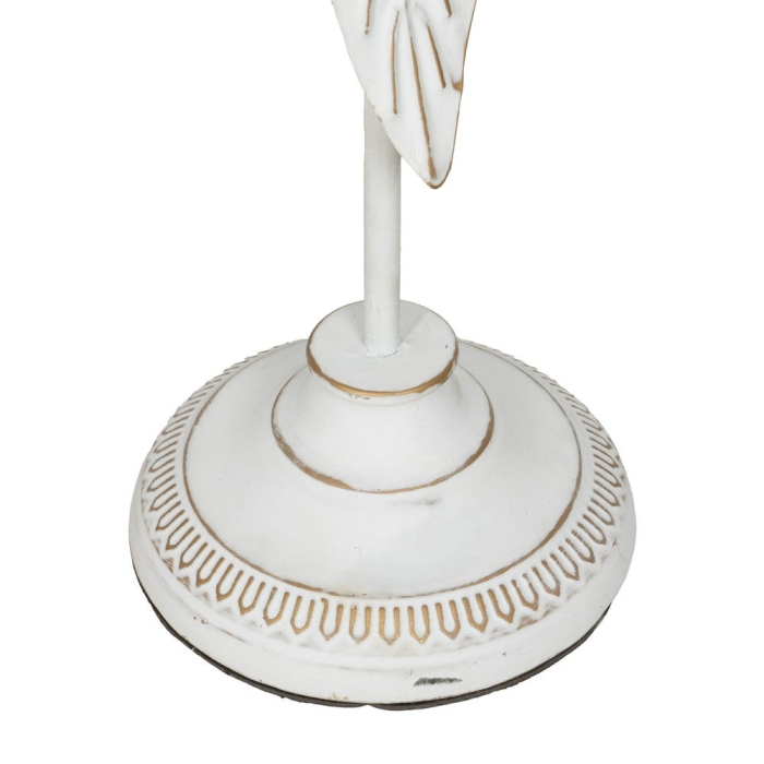 Suport pentru lumânare decorativ înalt cu frunză sculptată din metal alb - CreativDeco [6]