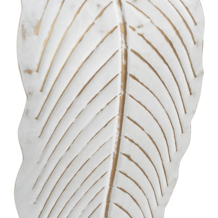 Suport pentru lumânare decorativ înalt cu frunză sculptată din metal alb - CreativDeco [5]