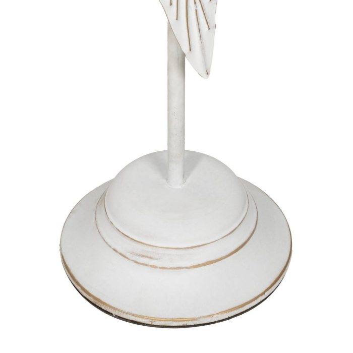 Suport pentru lumânare decorativ înalt cu frunză sculptată din metal alb - CreativDeco [6]