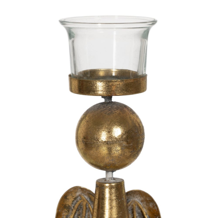 Suport pentru lumânare înger cu aripi din metal auriu și sticlă - CreativDeco [4]