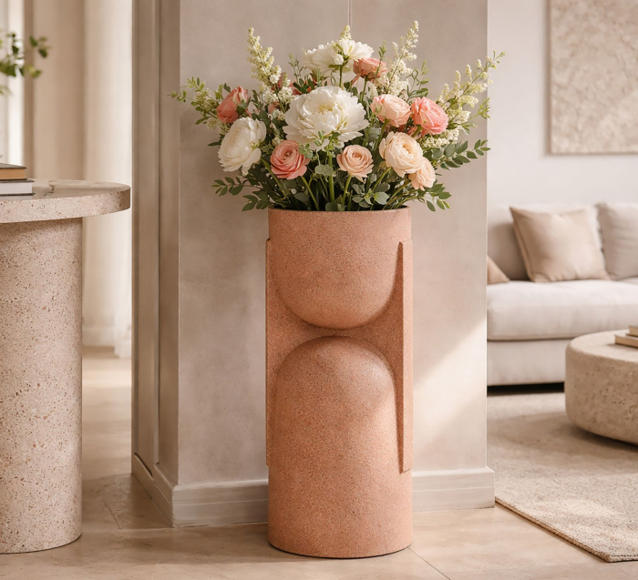 Suport pentru plante și flori exterior roșu din rășină cu design futurist [7]