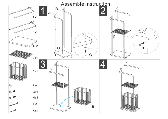Suport pentru prosoape din metal auriu cu raft și coș depozitare modern [8]