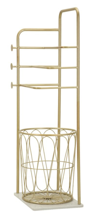 Suport pentru prosoape din metal auriu cu bază marmură și suport hârtie [2]