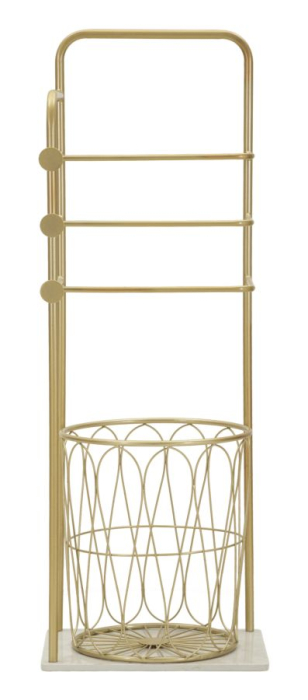 Suport pentru prosoape din metal auriu cu bază marmură și suport hârtie [6]