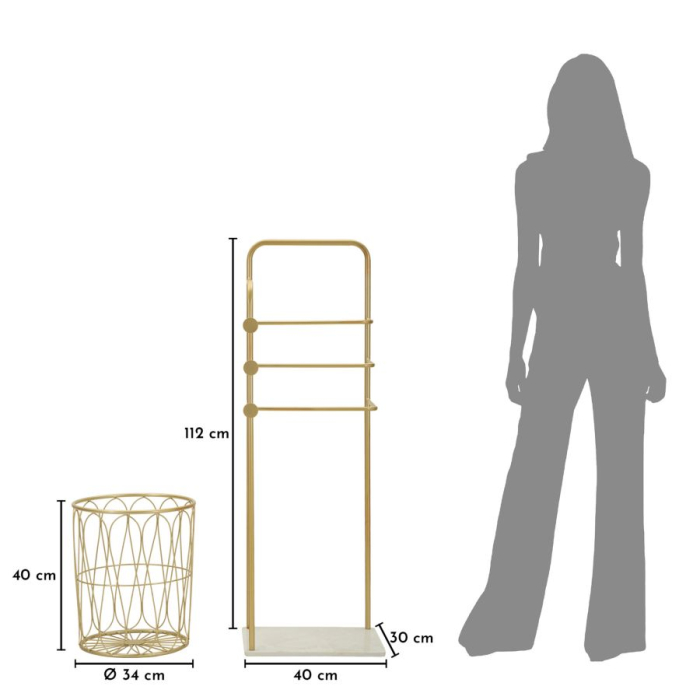 Suport pentru prosoape din metal auriu cu bază marmură și suport hârtie [9]