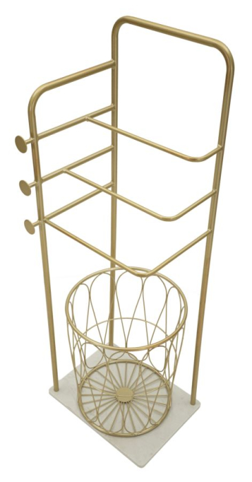 Suport pentru prosoape din metal auriu cu bază marmură și suport hârtie [3]