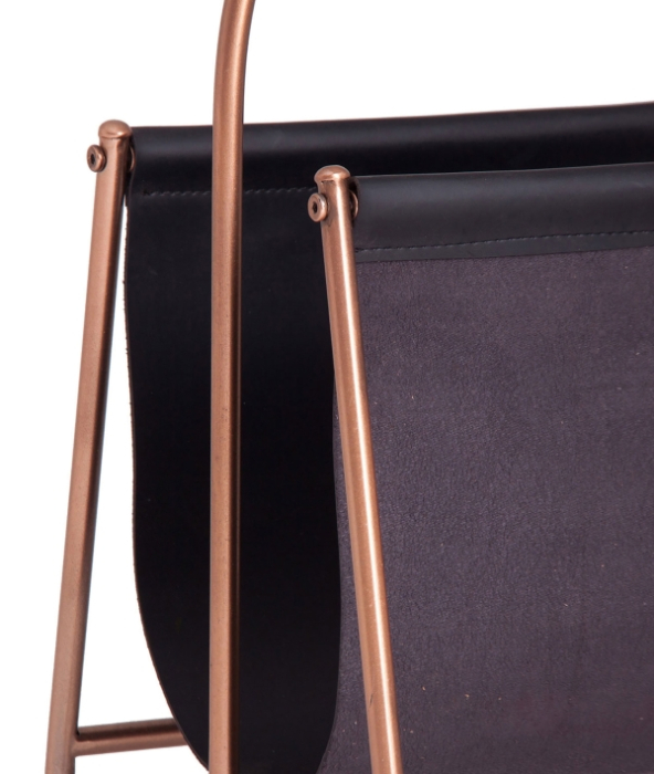 Suport pentru reviste din metal auriu roze cu insertie din piele ecologica Wohlen [2]