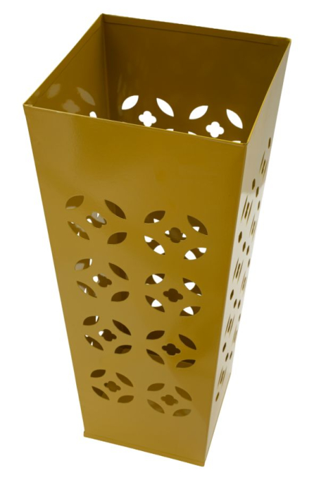 Suport pentru umbrele din metal galben muștar cu model perforat decorativ [2]