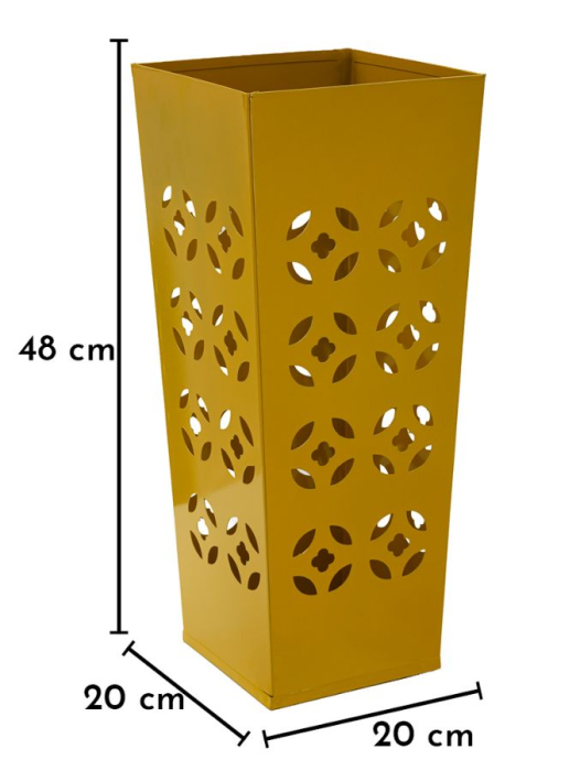Suport pentru umbrele din metal galben muștar cu model perforat decorativ [7]