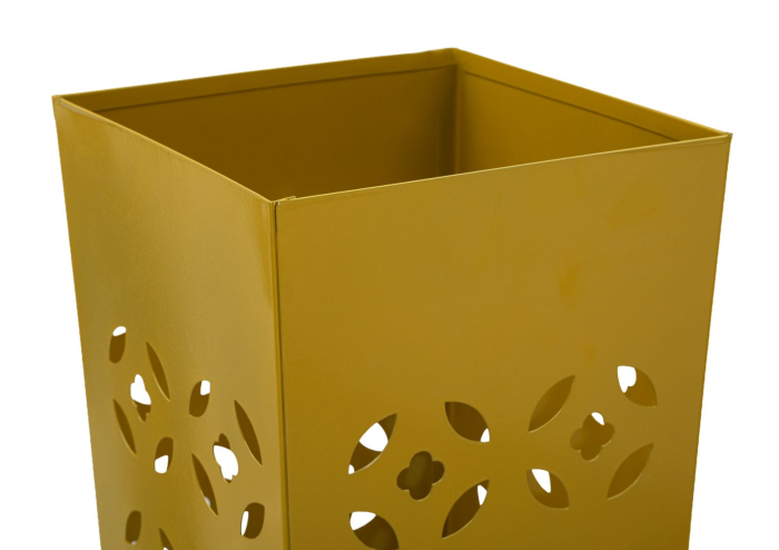 Suport pentru umbrele din metal galben muștar cu model perforat decorativ [3]